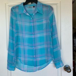 Sheer Plaid Button Down